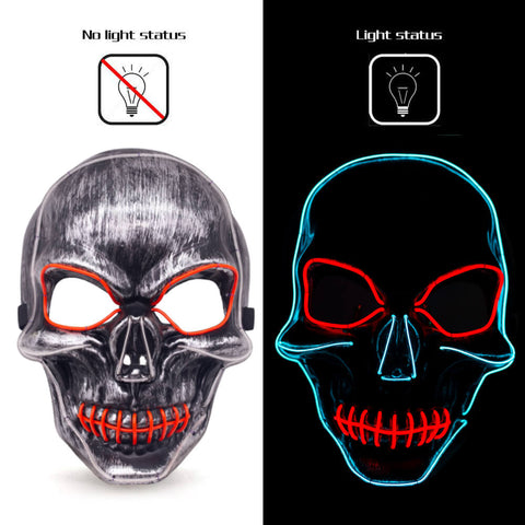 Skull Face Mask LED Light Up, Scary Skeleton Grim Reaper Costume Mask - 3 Otters