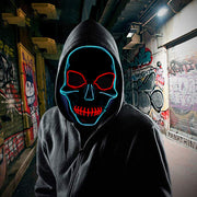 Skull Face Mask LED Light Up, Scary Skeleton Grim Reaper Costume Mask - 3 Otters