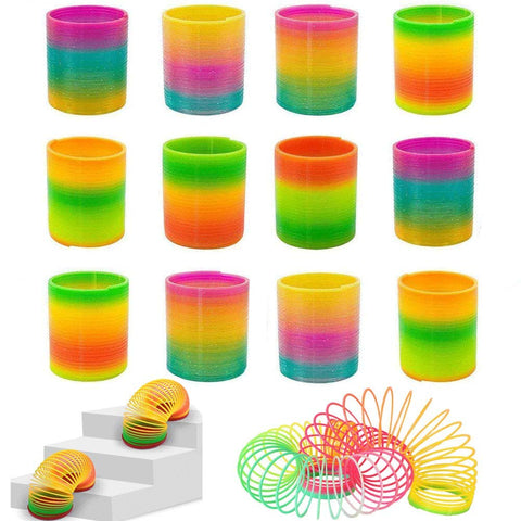 Rainbow Magic Spring, 12 PCS Colorful Rainbow Neon Plastic Spring Toy - 3 Otters