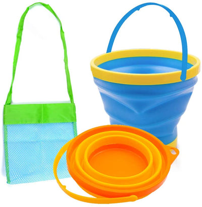 Foldable Bucket, 3PCS Foldable Pail Bucket Collapsible Buckets for Kids Beach Play Camping Gear Water and Food Jug, Dog Bowls, Camping, 2.5L