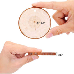 Natural Wood Slices 50pcs Natural Unfinished Wood with Jute Twine - 3 Otters