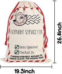 Shindel Christmas Santa Sack, 2PCS Personalized Santa Sack Bag Christmas Bag Santa Sack Canvas Bag, Large Size 26.8"x19.3"