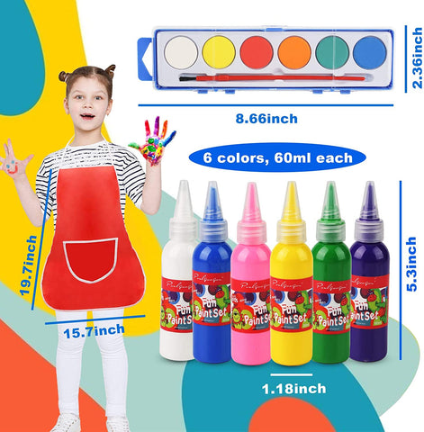3 otters Toddler Paint Set, 21pcs Paint Tools for Kids Washable Paint Set Painting Apron Brushes Kids Early Learning Finger Painting
