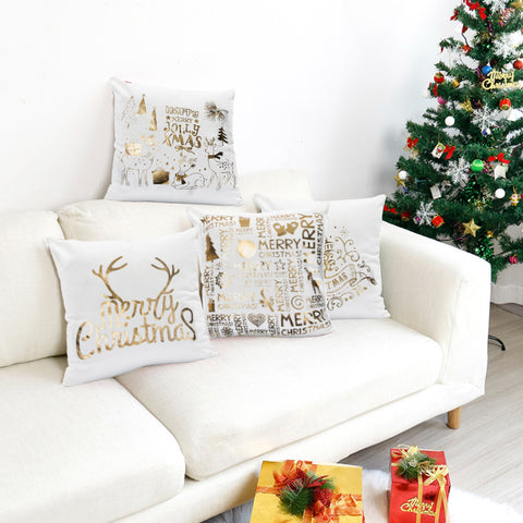 Hot-stamped Snowflakes Christmas Decorative Sofa Pillowcase - 3 Otters