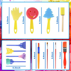 3 otters Toddler Paint Set, 21pcs Paint Tools for Kids Washable Paint Set Painting Apron Brushes Kids Early Learning Finger Painting