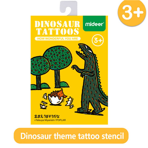 3otters Dinosaur theme tattoo stencil