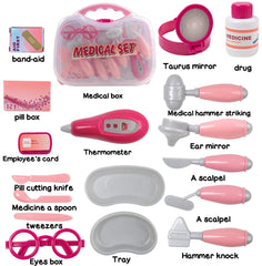Dr Kit for Kids, 18PCS Toy Medical Kits Doctor Toys Set, Simulation Medicine Box Doctor Nurse Medical Kit with Carry Case, Pretend Play Set