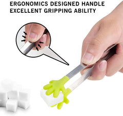 ood Tong, 4PCS Kitchen Tong with Silicon Tips, Hand-Shape Silicone Ice Tong Cooking Tongs, 5 inch