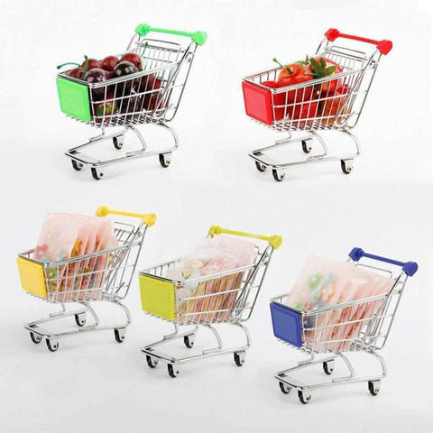 Mini Supermarket Handcart, Shopping Cart Shopping Utility Cart Mode Desk Storage Toy Holder Desk Accessory, Color Random - 3 Otters