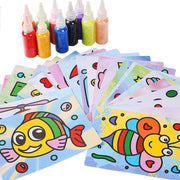 Sand Art kit , Colored Sand Art Kit Art Sand Scenic Sand wiht 10 Sheets Sand Art Painting Cards Set Children Art Toy, 12 Color (0.92 LB)