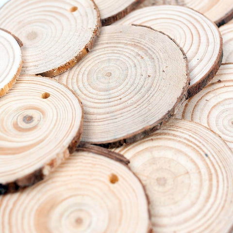 Natural Wood Slices 50pcs Natural Unfinished Wood with Jute Twine - 3 Otters
