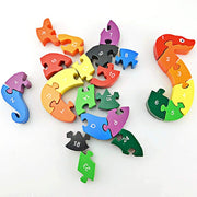3 otters Blocks Jigsaw Puzzles, Wooden Alphabet Jigsaw Puzzle Wooden Building Blocks Animal Wooden Puzzle for Children’s Puzzles Toys - Snake & Elephant - 3 Otters