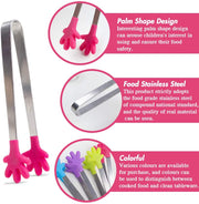ood Tong, 4PCS Kitchen Tong with Silicon Tips, Hand-Shape Silicone Ice Tong Cooking Tongs, 5 inch