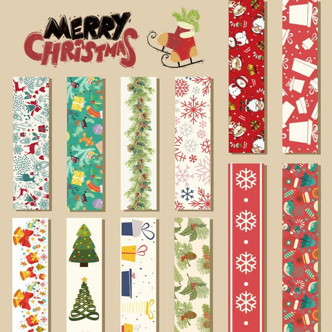 Christmas Washi Tape Set, 12Rolls Merry Christmas Masking Tape Decorative Duct Tape for Xmas Decorations Christmas Party Favors Supplies, 0.6" x 23ft