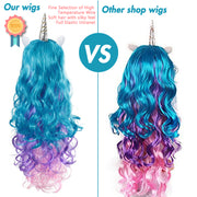 Rainbow Unicorn Horn Ears Wigs Halloween Costume Headpiece for Kids Girls Adults with Box Gift - 3 Otters