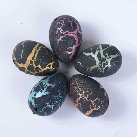 Black Cracked Dinosaur Egg Hatching Grow Up Toy - 3 Otters