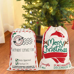 Shindel Christmas Santa Sack, 2PCS Personalized Santa Sack Bag Christmas Bag Santa Sack Canvas Bag, Large Size 26.8"x19.3"