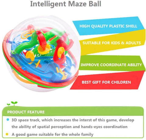 3D Maze Game with 138 Obstacles, Labyrinth Ball 3D Puzzle Toy Magical Maze Ball for Kids - 3 Otters