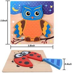 Wooden Jigsaw Puzzles for Toddlers 1 2 3 Years Old Boys Girls, Infant Kid Learning Educational 6PCS Puzzles Toys