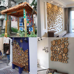 Natural Wood Slices 50pcs Natural Unfinished Wood with Jute Twine - 3 Otters