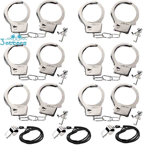 Kids Police Metal Handcuffs with Keys and Release (9PCS ) - 3 Otters