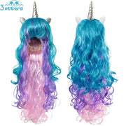 Rainbow Unicorn Horn Ears Wigs Halloween Costume Headpiece for Kids Girls Adults with Box Gift - 3 Otters