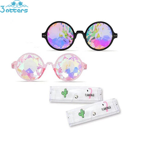 Kaleidoscope Glasses, 4PCS Rainbow Prism Sunglasses - 3 Otters