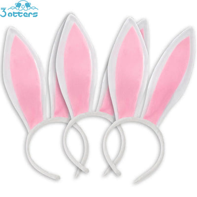 White Bunny Ears, Cute Bunny Headband Easter Day Party Decoration (3PCS) - 3 Otters