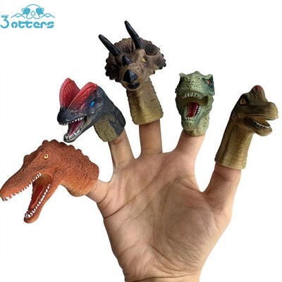 5PCS Realistic Dinosaur Finger Puppets Set Kids Role Playing Toy Tell Story Prop for Child Kids - 3 Otters