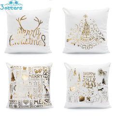 Hot-stamped Snowflakes Christmas Decorative Sofa Pillowcase - 3 Otters