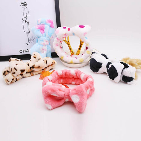 Bow Hair Band, Women Fashion Coral Fleece Elastic Bow HeadBands (6 PCS ) - 3 Otters