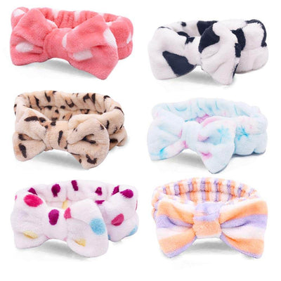 Bow Hair Band, Women Fashion Coral Fleece Elastic Bow HeadBands (6 PCS ) - 3 Otters