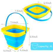 3PCS Foldable Bucket, Foldable Pail Bucket Sand Buckets Silicone Collapsible Bucket, for Kids Beach Play Camping Gear Water and Food Jug, Dog Bowls, Camping, 2L
