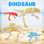 3 otters Beach Toys Set, 25pcs Dinosaur Castle Sand Toys Toddlers Beach Castle Toys Foldable Beach Bucket