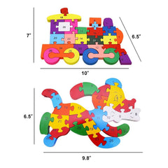 Children Wood Jigsaw Puzzles, Alphabet & Number & Animal Blocks Puzzle - 3 Otters