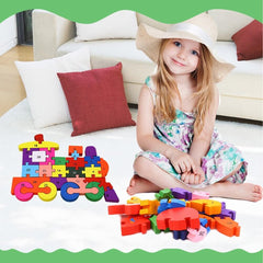 Children Wood Jigsaw Puzzles, Alphabet & Number & Animal Blocks Puzzle - 3 Otters