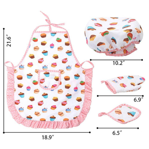 Kids Chef Costume Set, Toddler Cooking and Baking Set with Apron - 3 Otters