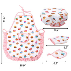 Kids Chef Costume Set, Toddler Cooking and Baking Set with Apron - 3 Otters