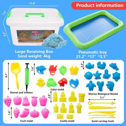 Sand Tray Toys, Magic Sand Play Kit with 45 Pcs - 3 Otters