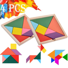 Wooden Tangram Puzzle Book Set Toy for Kids - 3 Otters
