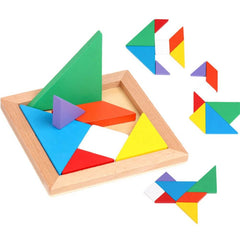 Wooden Tangram Puzzle Book Set Toy for Kids - 3 Otters